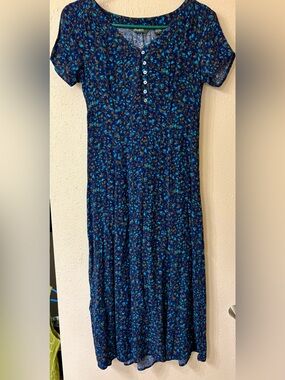 Eddie Bauer Navy Blue Floral Midi Dress
